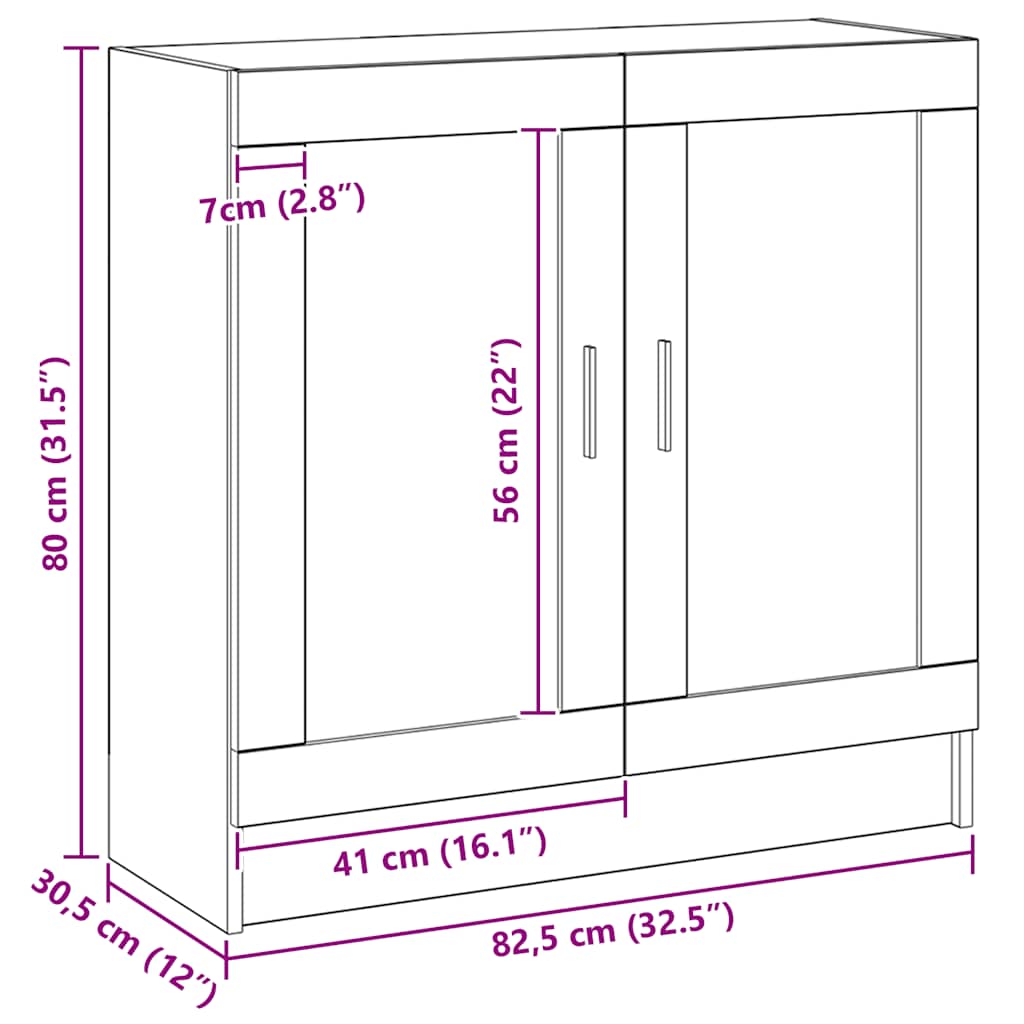 vidaXL Bücherschrank Artisan-Eiche 82,5x30,5x80 cm Holzwerkstoff