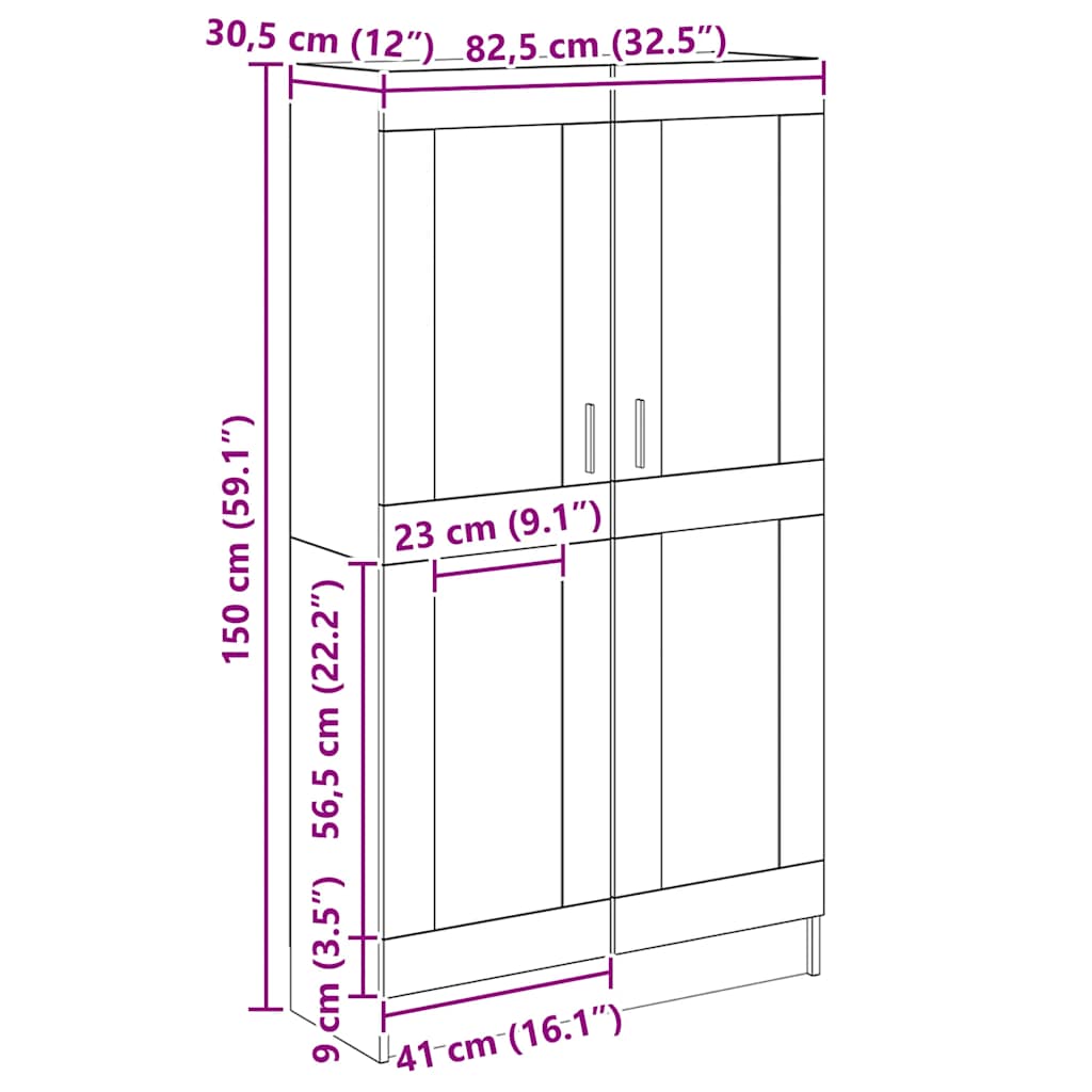 vidaXL Bücherschrank Artisan-Eiche 82,5x30,5x150 cm Holzwerkstoff