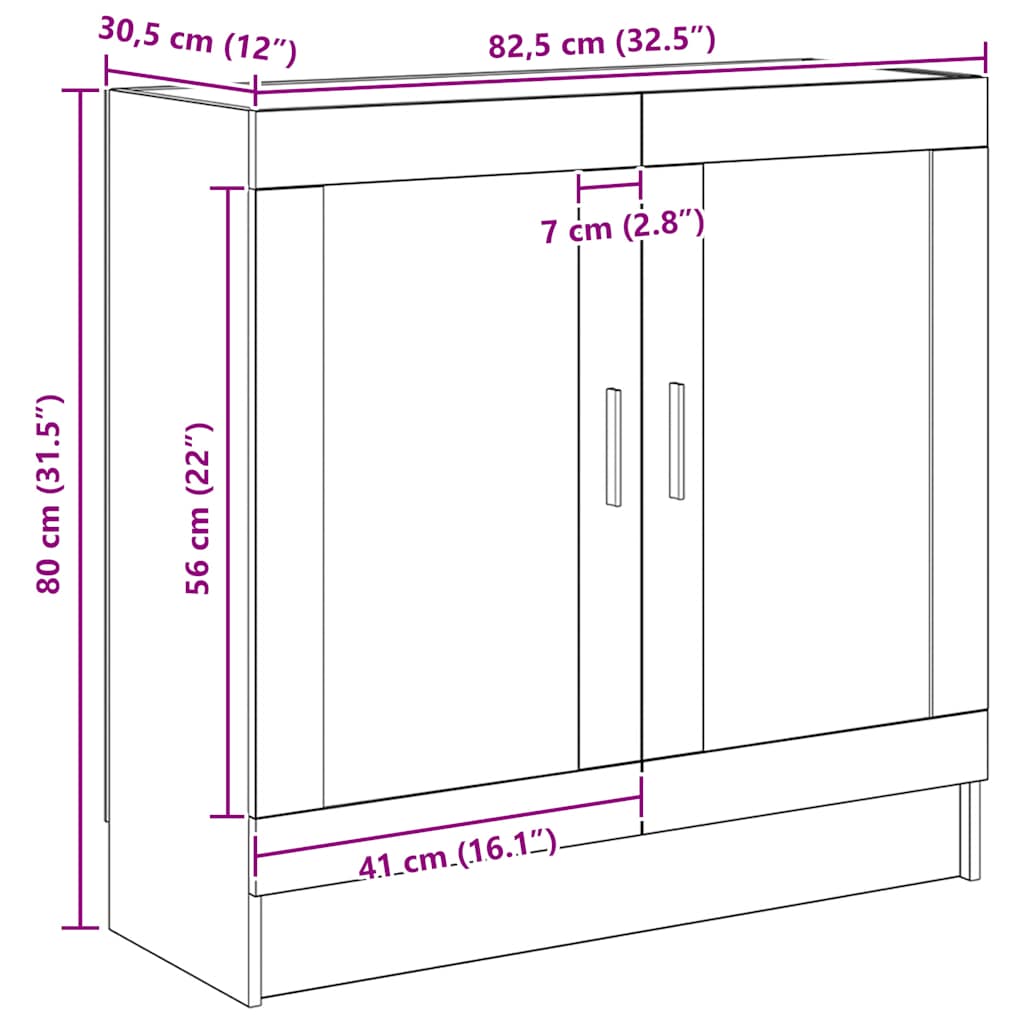 vidaXL Bücherschrank Artisan-Eiche 82,5x30,5x80 cm Holzwerkstoff