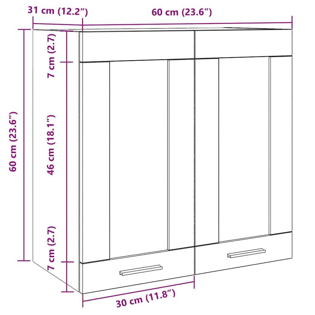 vidaXL Küchen-Wandschrank Lyon mit Glastüren Altholz-Optik 60x31x60 cm