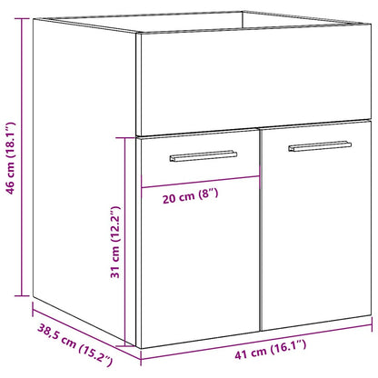 vidaXL Waschbeckenschrank Artisan-Eiche 41x38,5x46 Holzwerkstoff