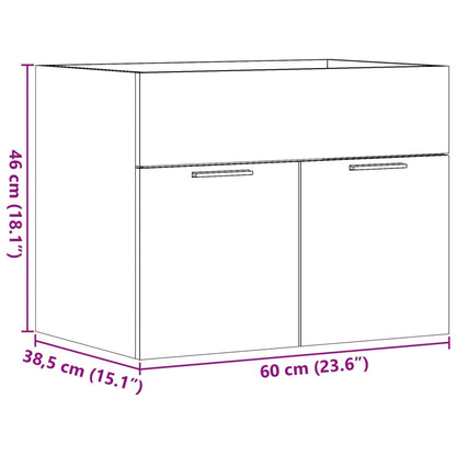 vidaXL Waschbeckenunterschrank Betongrau 60x38,5x46 cm Holzwerkstoff