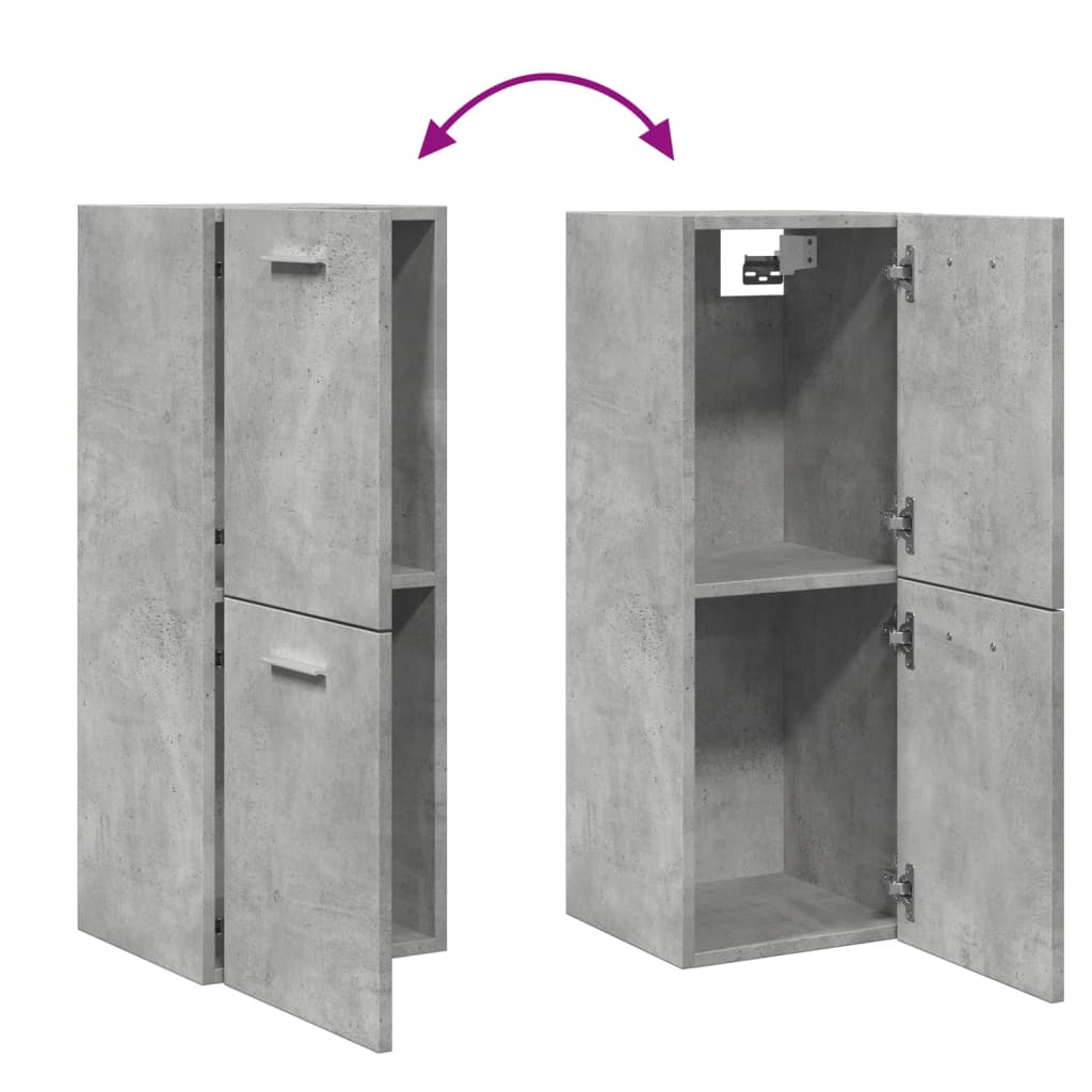 vidaXL Meuble haut de salle de bain gris béton 30x30x80 cm Bois d'ingénierie