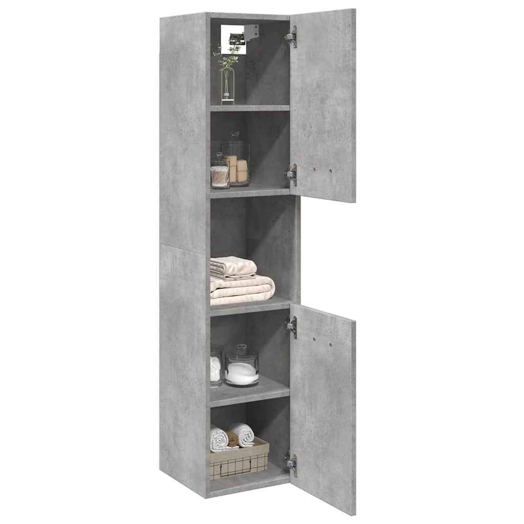 vidaXL Armoire haute de salle de bain gris béton 30x30x130 cm bois d'ingénierie