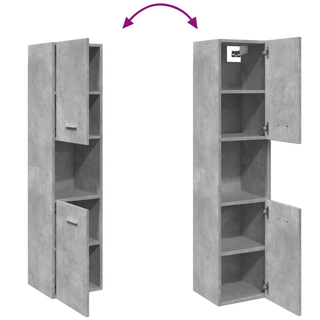 vidaXL Armoire haute de salle de bain gris béton 30x30x130 cm bois d'ingénierie