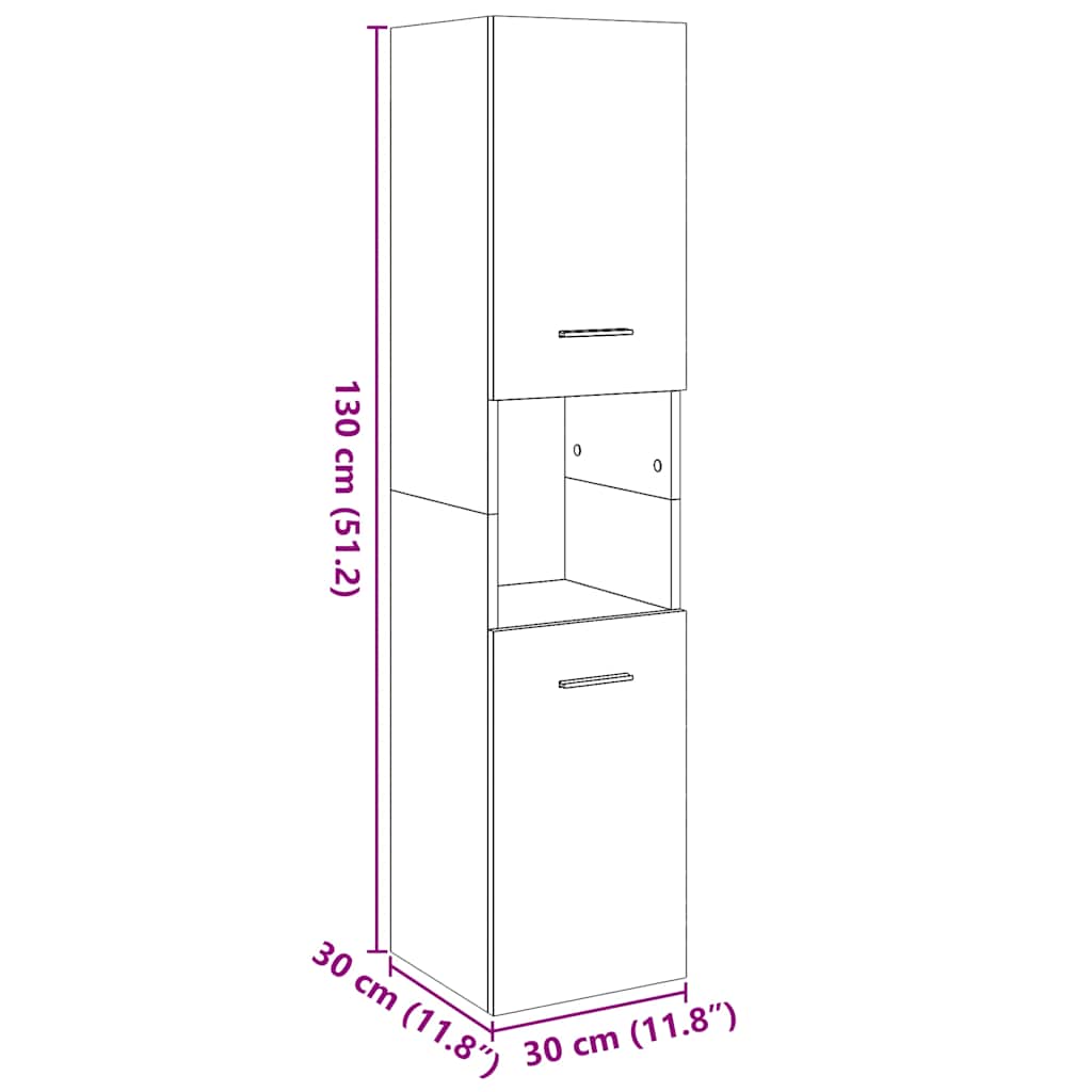 vidaXL Bad-Hängeschrank Altholz-Optik 30x30x130 cm Holzwerkstoff