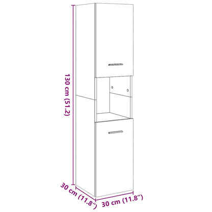 vidaXL Bad-Hängeschrank Altholz-Optik 30x30x130 cm Holzwerkstoff
