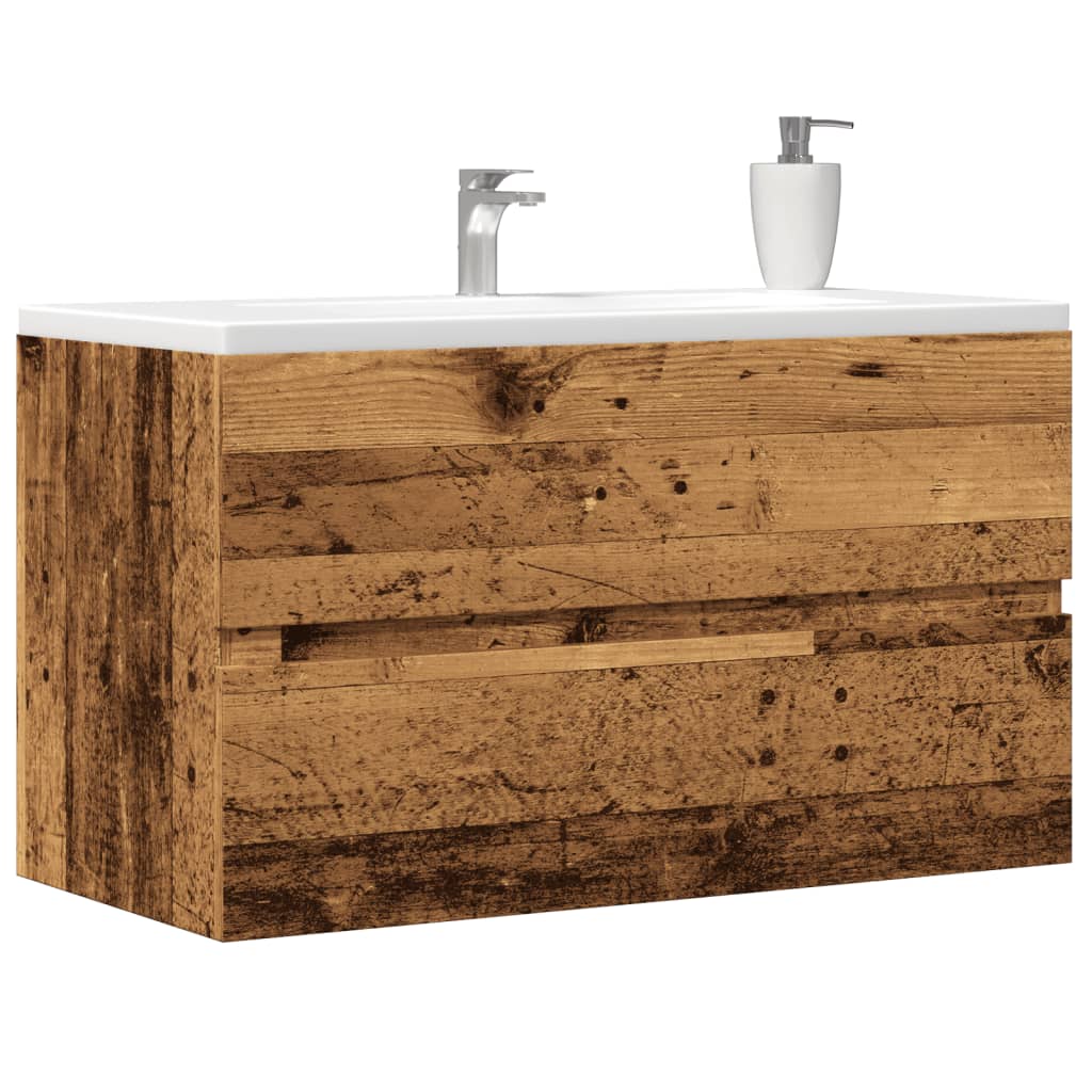 Meuble sous-lavabo vidaXL aspect bois de récupération 90x38,5x45 en bois d'ingénierie