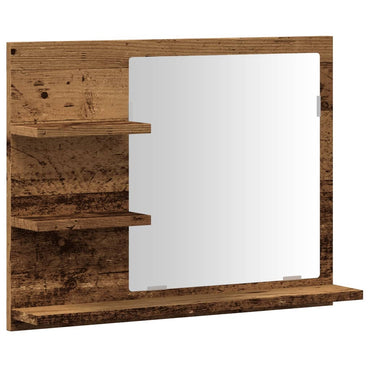 vidaXL Miroir de salle de bain avec étagères style bois de récupération 60x10,5x45 cm