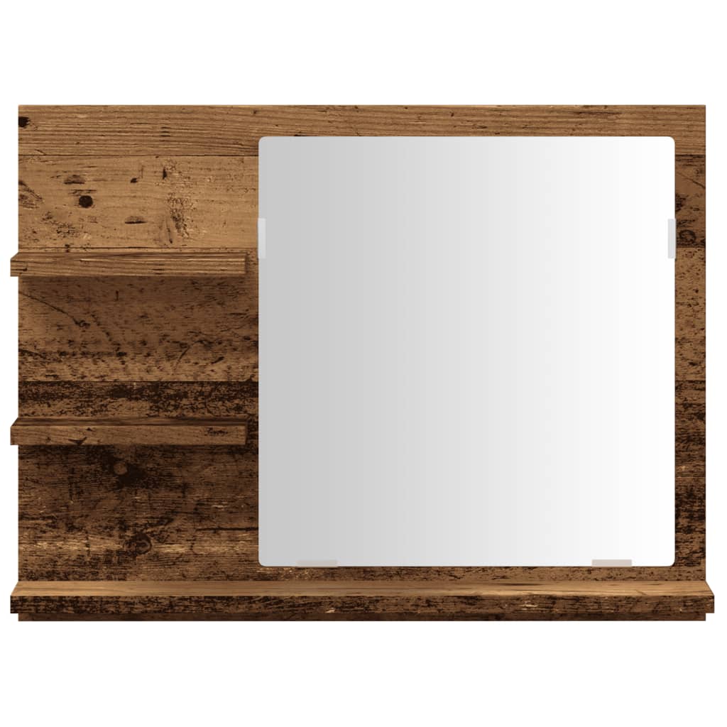 vidaXL Miroir de salle de bain avec étagères style bois de récupération 60x10,5x45 cm