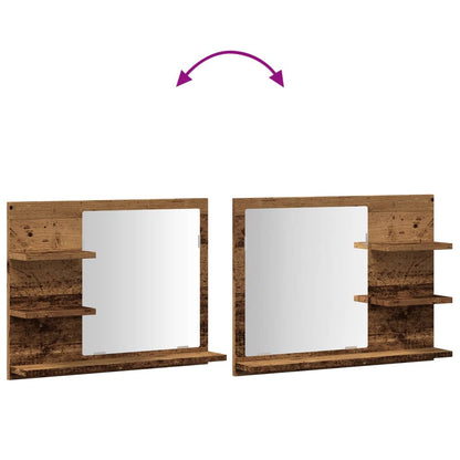 vidaXL Miroir de salle de bain avec étagères style bois de récupération 60x10,5x45 cm