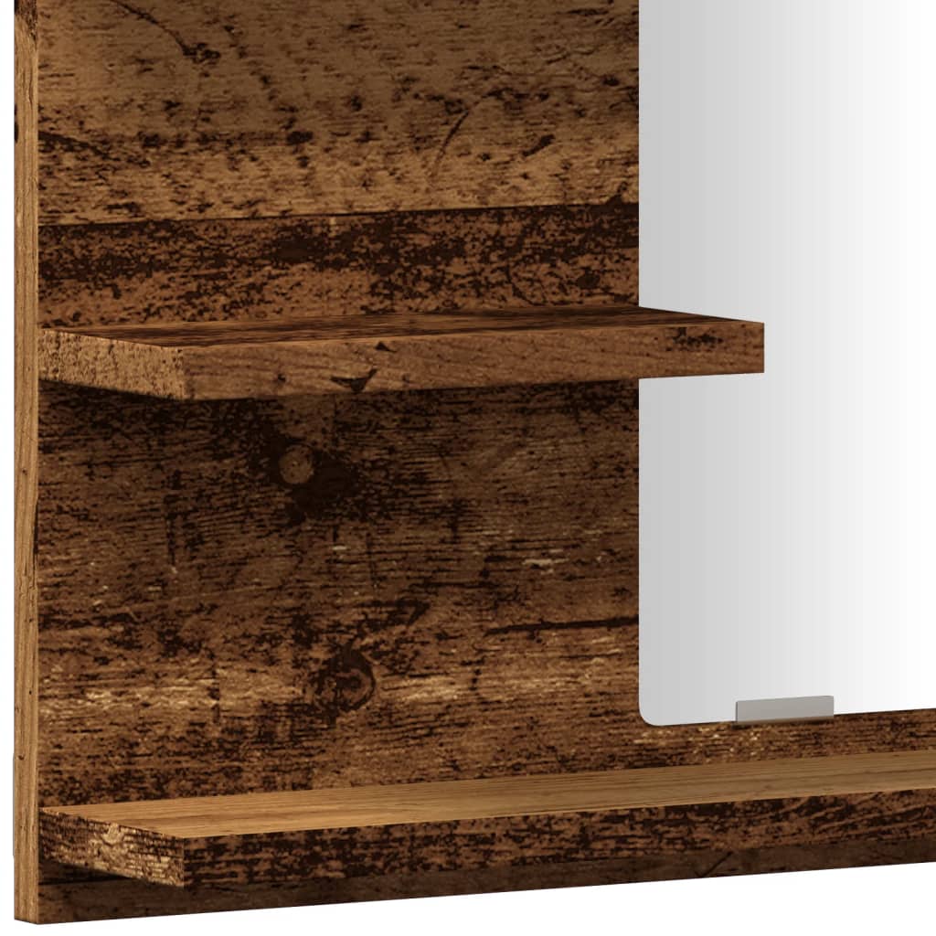 vidaXL Miroir de salle de bain avec étagères style bois de récupération 60x10,5x45 cm