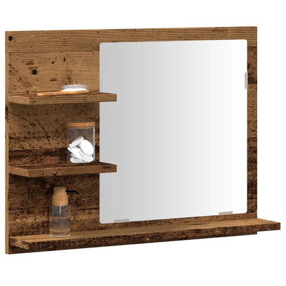 vidaXL Miroir de salle de bain avec étagères style bois de récupération 60x10,5x45 cm