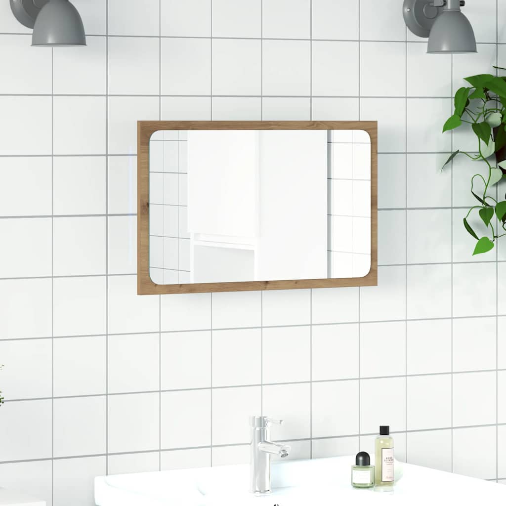 vidaXL Badspiegel mit LED-Leuchten Artisan-Eiche 60x8,5x38 cm