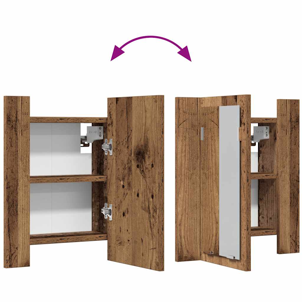 vidaXL LED-Spiegelschrank Altholz-Optik 40x12x45 cm Holzwerkstoff