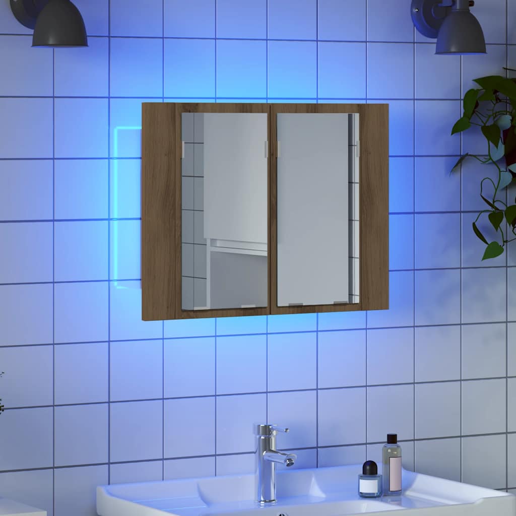 vidaXL Armoire de toilette à LED chêne artisan 60x12x45 cm bois d'ingénierie