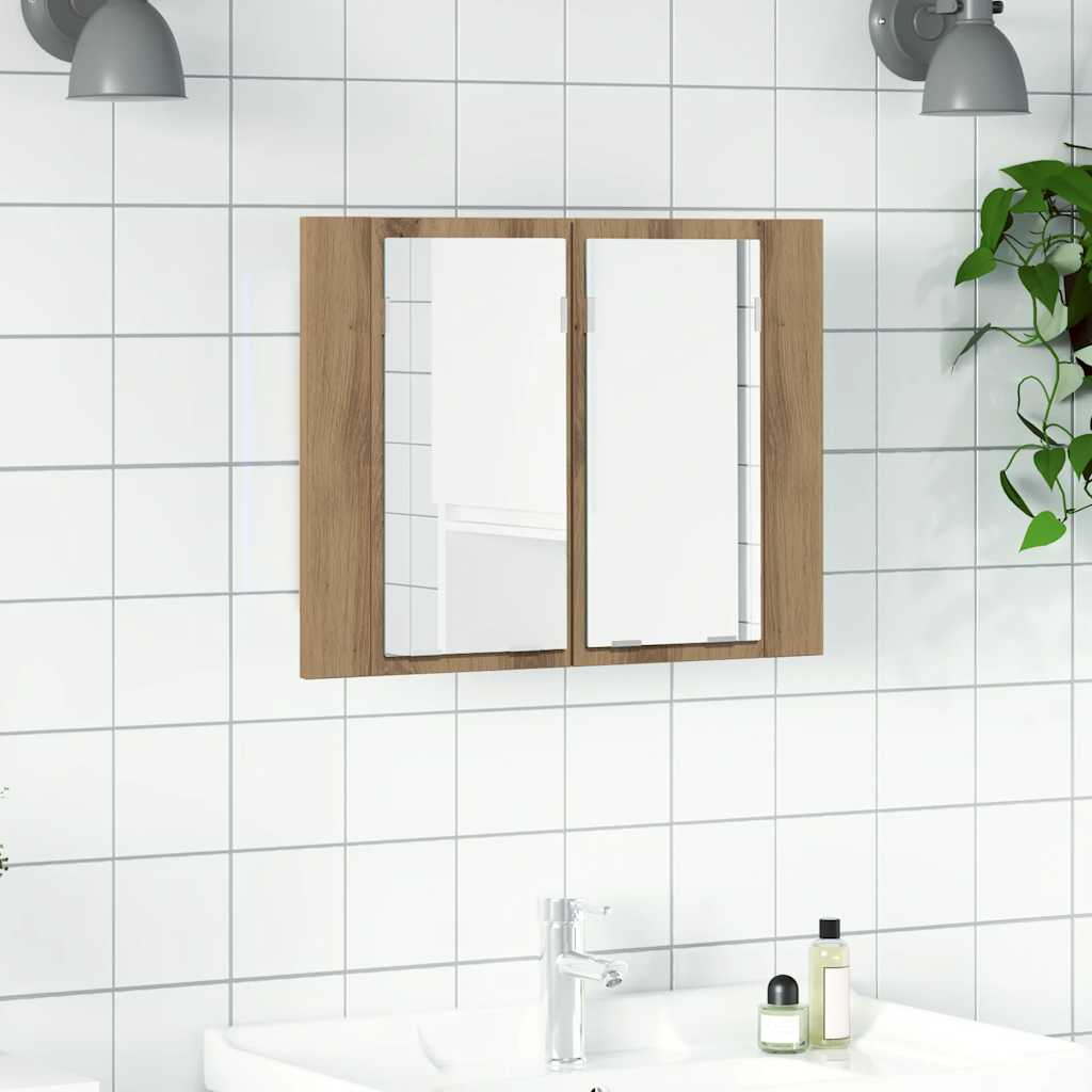 vidaXL Armoire de toilette à LED chêne artisan 60x12x45 cm bois d'ingénierie