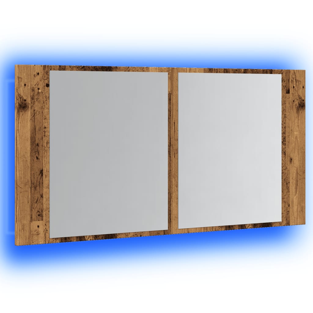 vidaXL Armoire de toilette à LED aspect bois recyclé 90x12x45 cm Bois d'ingénierie