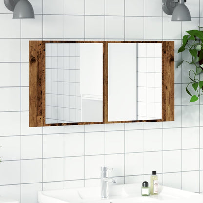 vidaXL Armoire de toilette à LED aspect bois recyclé 90x12x45 cm Bois d'ingénierie