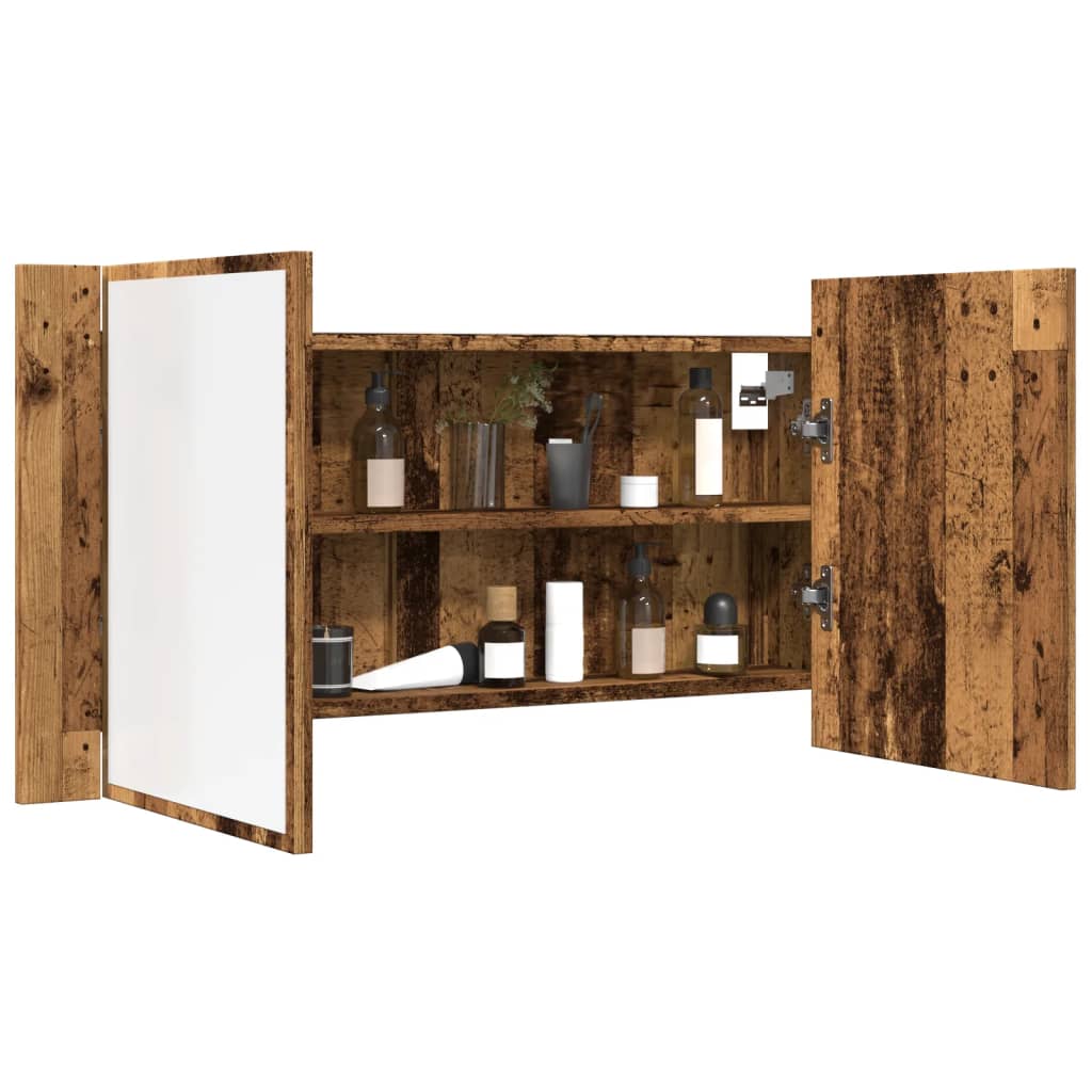 vidaXL Armoire de toilette à LED aspect bois recyclé 90x12x45 cm Bois d'ingénierie