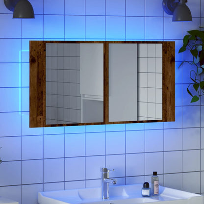 vidaXL Armoire de toilette à LED aspect bois recyclé 90x12x45 cm Bois d'ingénierie