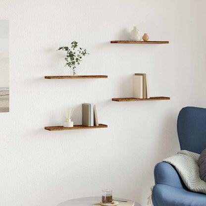 vidaXL Étagères murales 4 pcs Aspect bois de récupération 40x20x1,5 cm Bois d'ingénierie