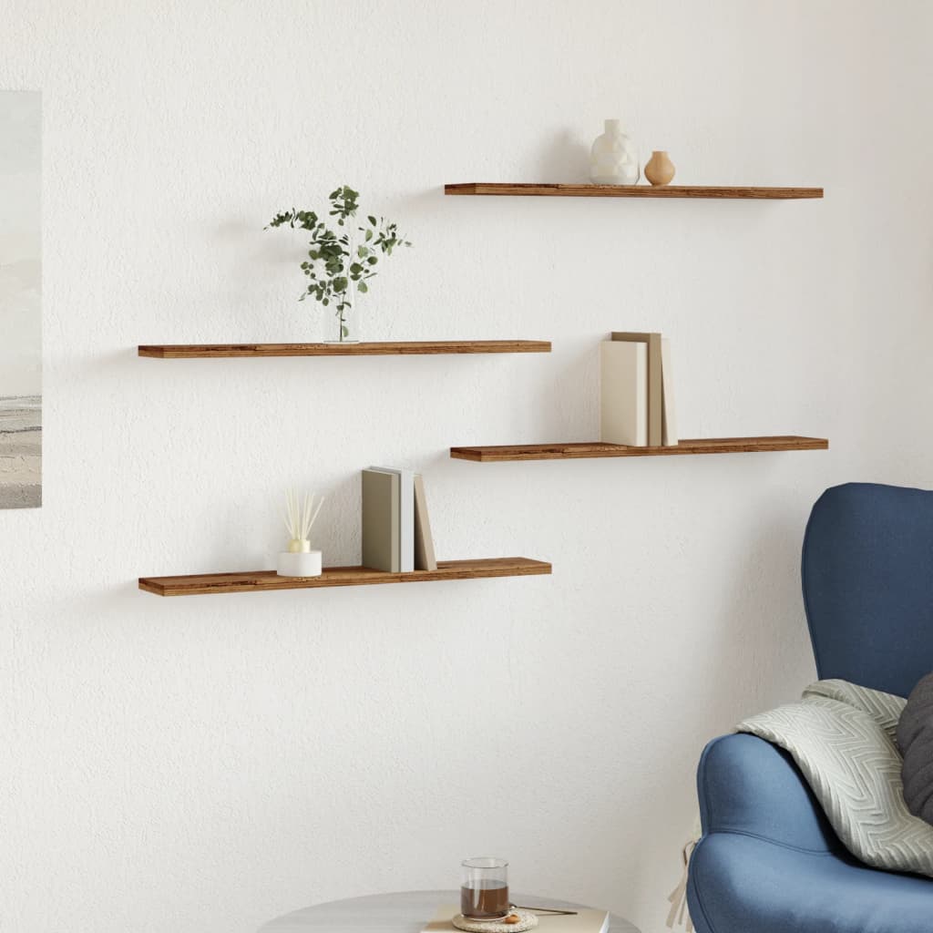 vidaXL Wandregale 4 Stk. Altholz-Optik 60x20x1,5 cm Holzwerkstoff