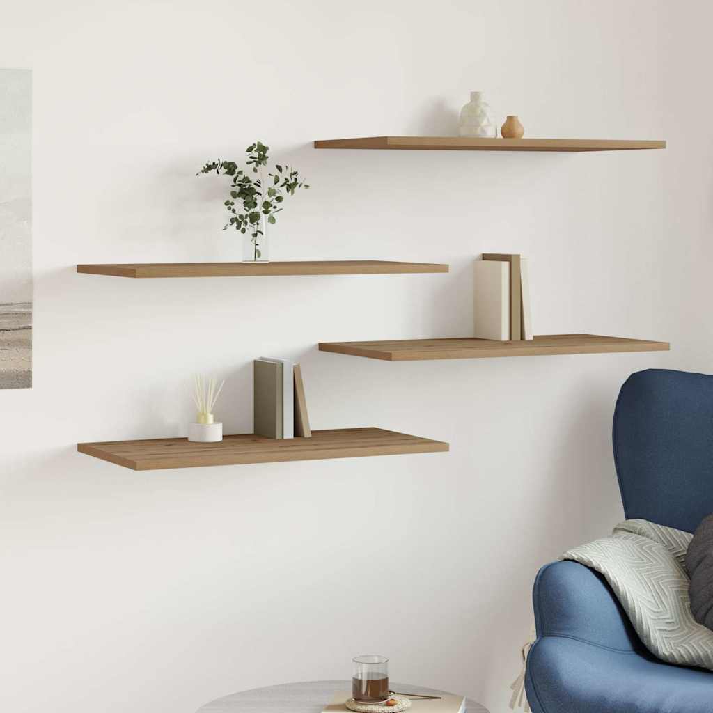 vidaXL Wandregale 4 Stk. Artisan-Eiche 60x30x1,5 cm Holzwerkstoff