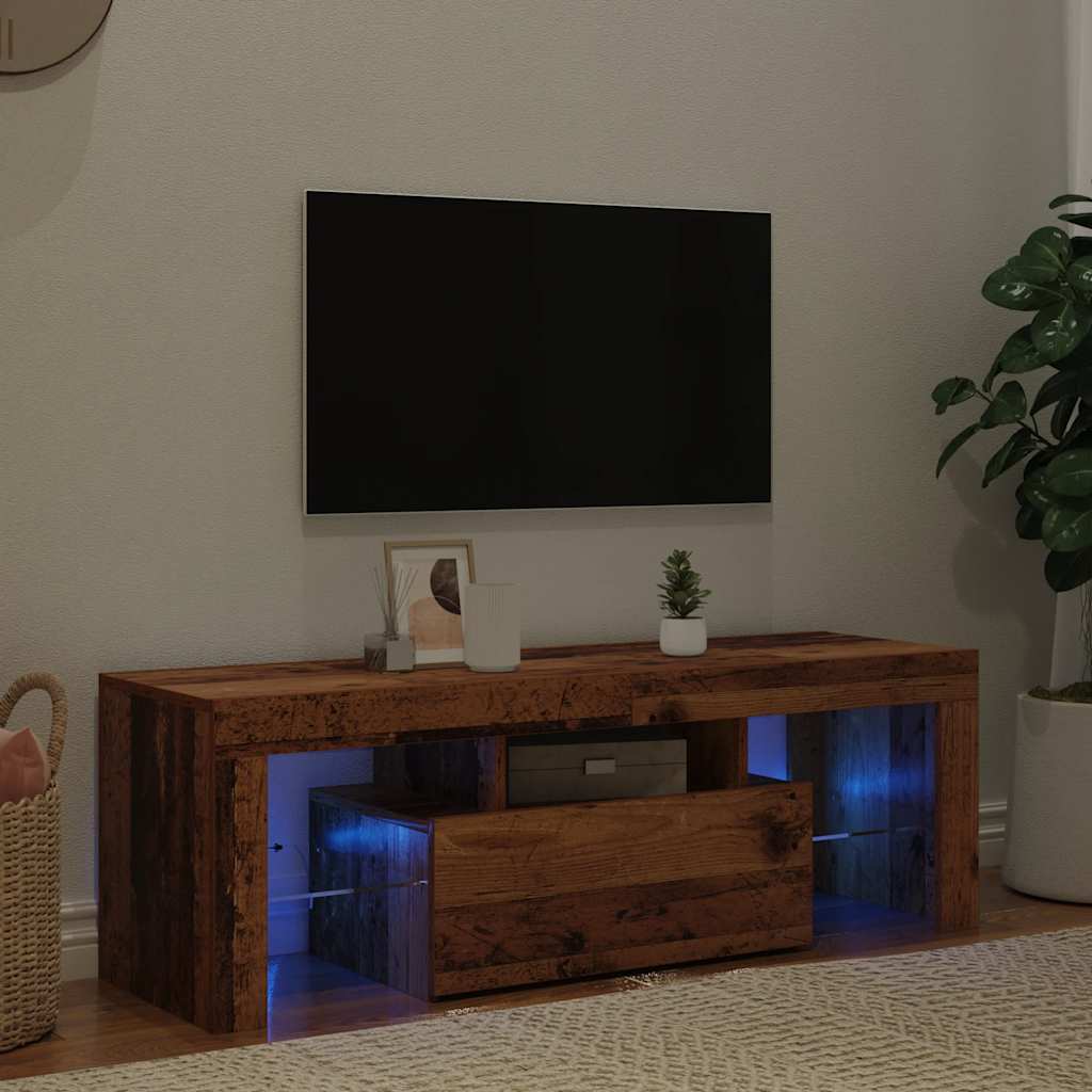 vidaXL Meuble TV avec LED aspect bois de récupération 120x36,5x40 cm bois d'ingénierie