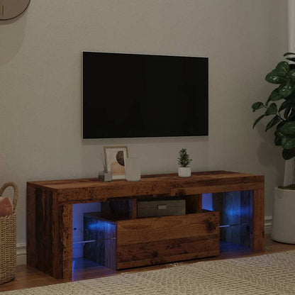 vidaXL Meuble TV avec LED aspect bois de récupération 120x36,5x40 cm bois d'ingénierie