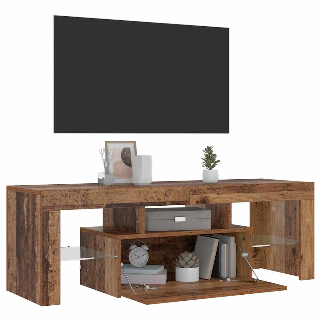 vidaXL Meuble TV avec LED aspect bois de récupération 120x36,5x40 cm bois d'ingénierie