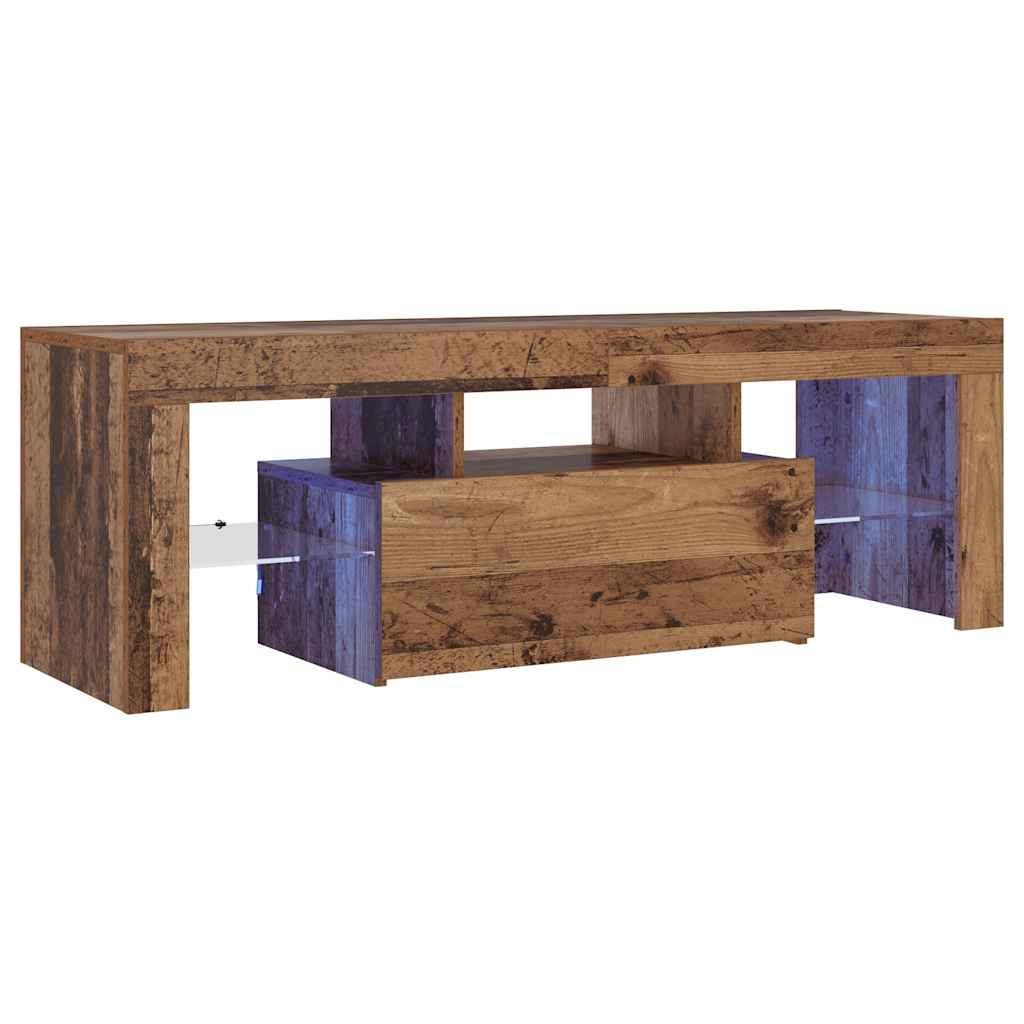 vidaXL Meuble TV avec LED aspect bois de récupération 120x36,5x40 cm bois d'ingénierie