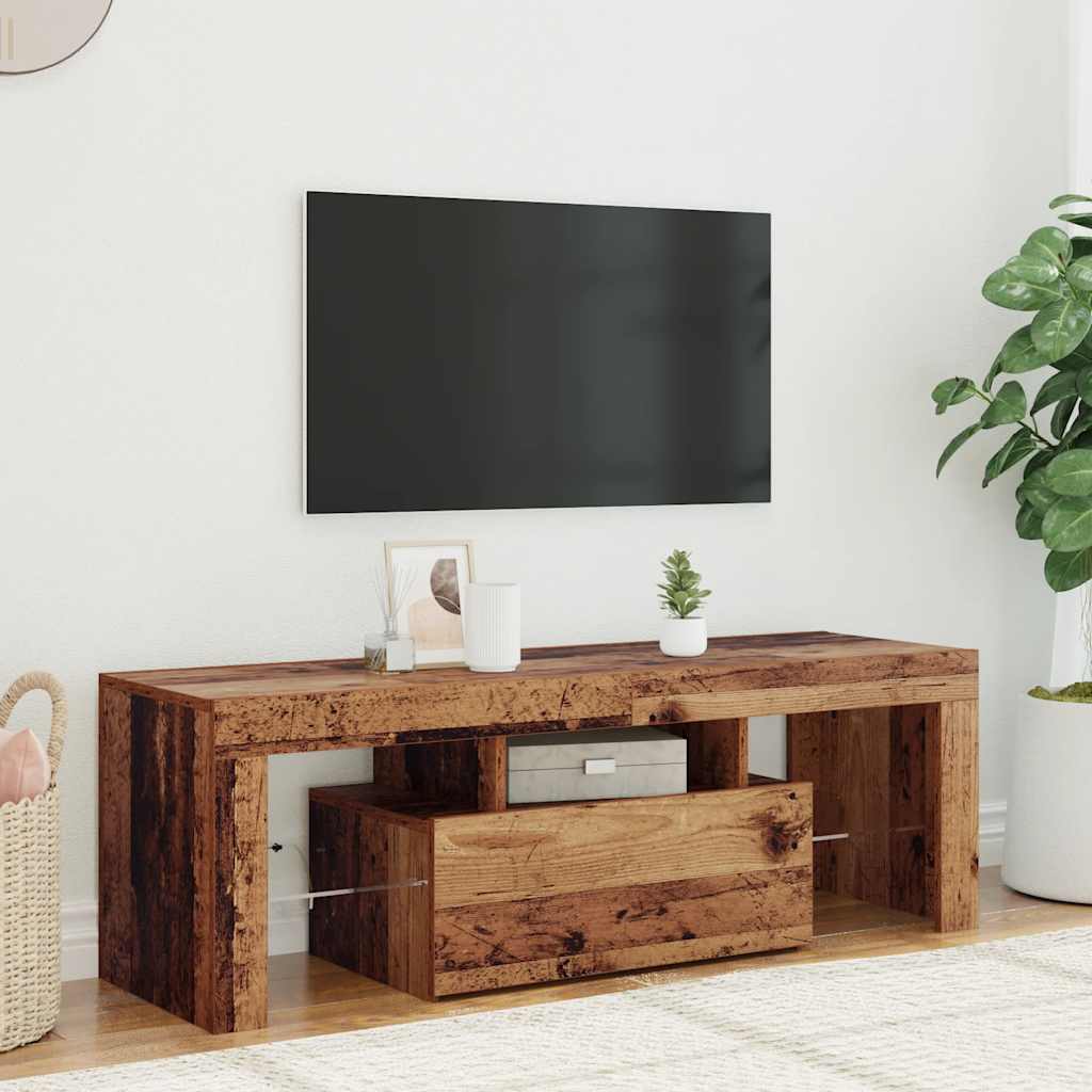 vidaXL Meuble TV avec LED aspect bois de récupération 120x36,5x40 cm bois d'ingénierie
