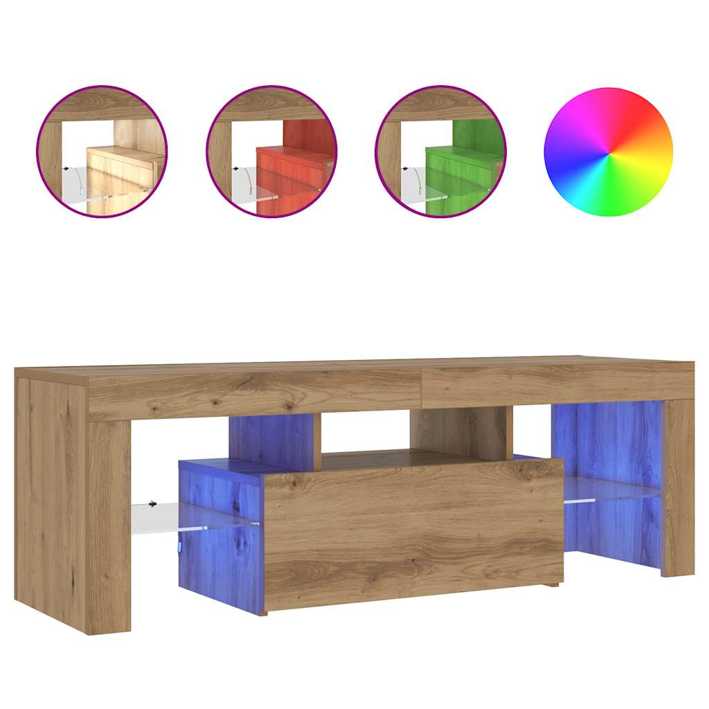 TV-Schrank mit LED Artisan-Eiche 120x36,5x40 cm Holzwerkstoff