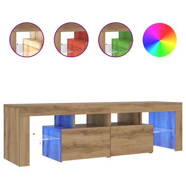 vidaXL Meuble TV avec LED chêne artisan 140x36,5x40 cm aggloméré