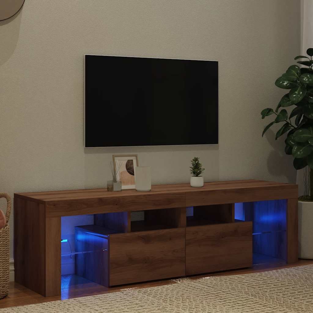 vidaXL Meuble TV avec LED chêne artisan 140x36,5x40 cm aggloméré