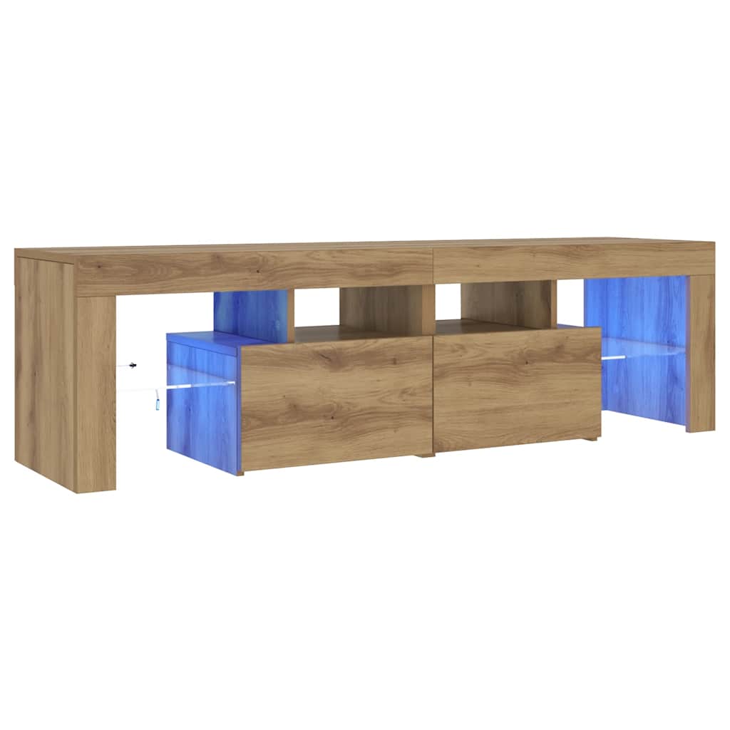 vidaXL Meuble TV avec LED chêne artisan 140x36,5x40 cm aggloméré