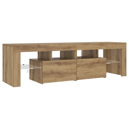 vidaXL Meuble TV avec LED chêne artisan 140x36,5x40 cm aggloméré