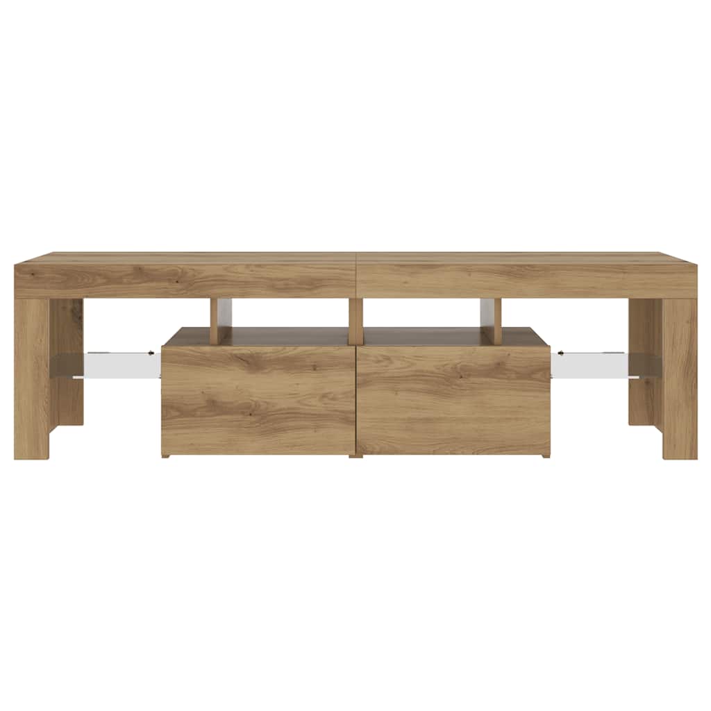 vidaXL Meuble TV avec LED chêne artisan 140x36,5x40 cm aggloméré