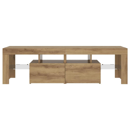 vidaXL Meuble TV avec LED chêne artisan 140x36,5x40 cm aggloméré