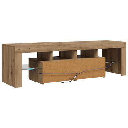 vidaXL Meuble TV avec LED chêne artisan 140x36,5x40 cm aggloméré