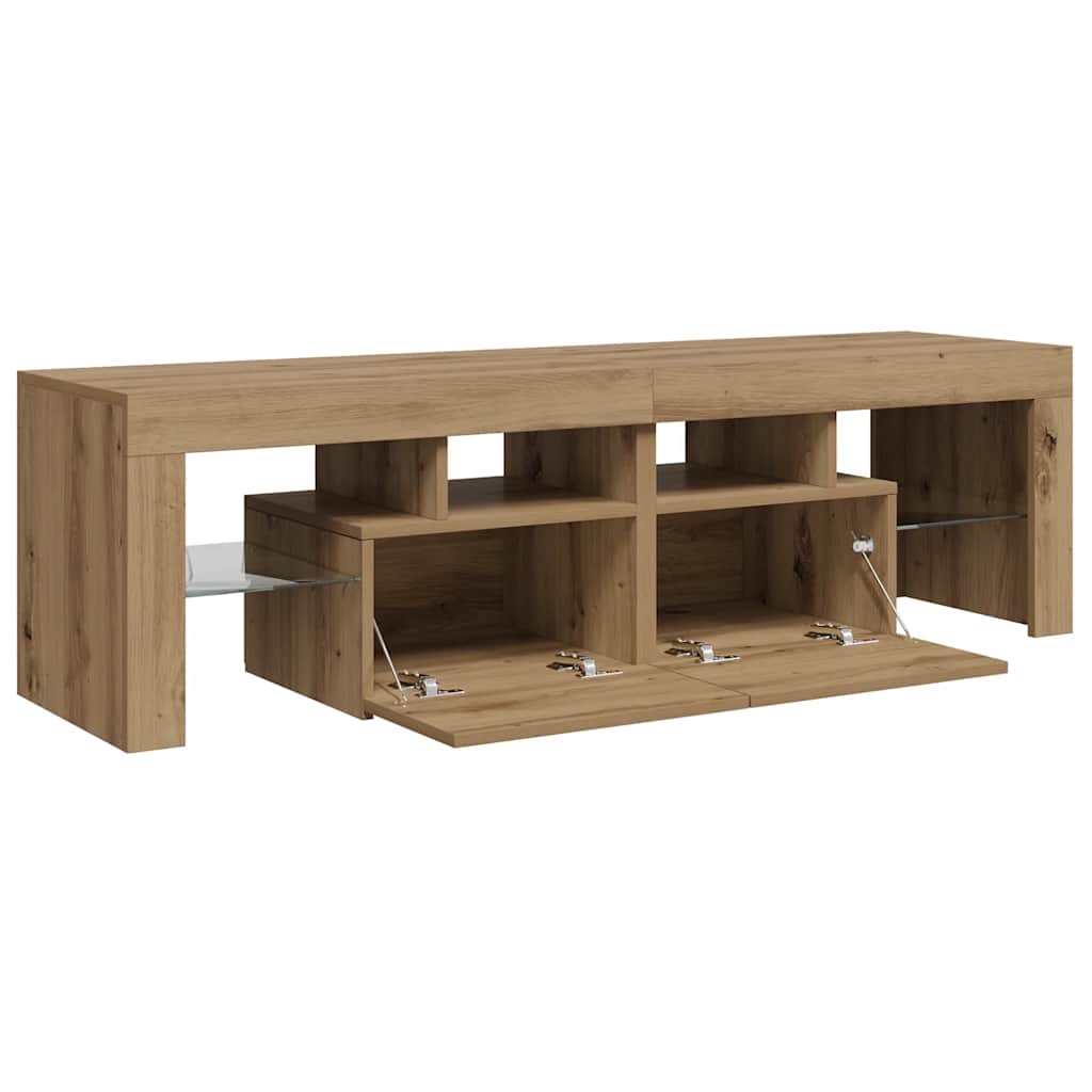 vidaXL Meuble TV avec LED chêne artisan 140x36,5x40 cm aggloméré