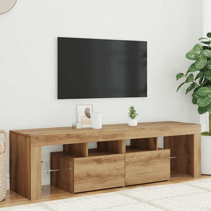 vidaXL Meuble TV avec LED chêne artisan 140x36,5x40 cm aggloméré