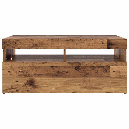 vidaXL Meuble TV avec lumières LED effet bois de récupération 90x35x40 cm