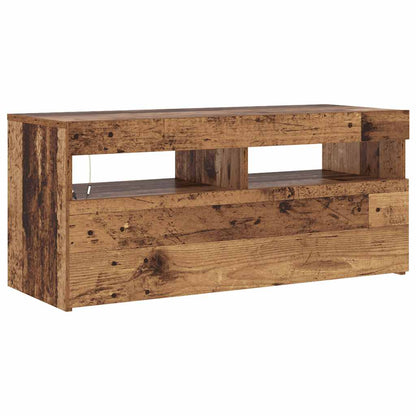 vidaXL Meuble TV avec lumières LED effet bois de récupération 90x35x40 cm