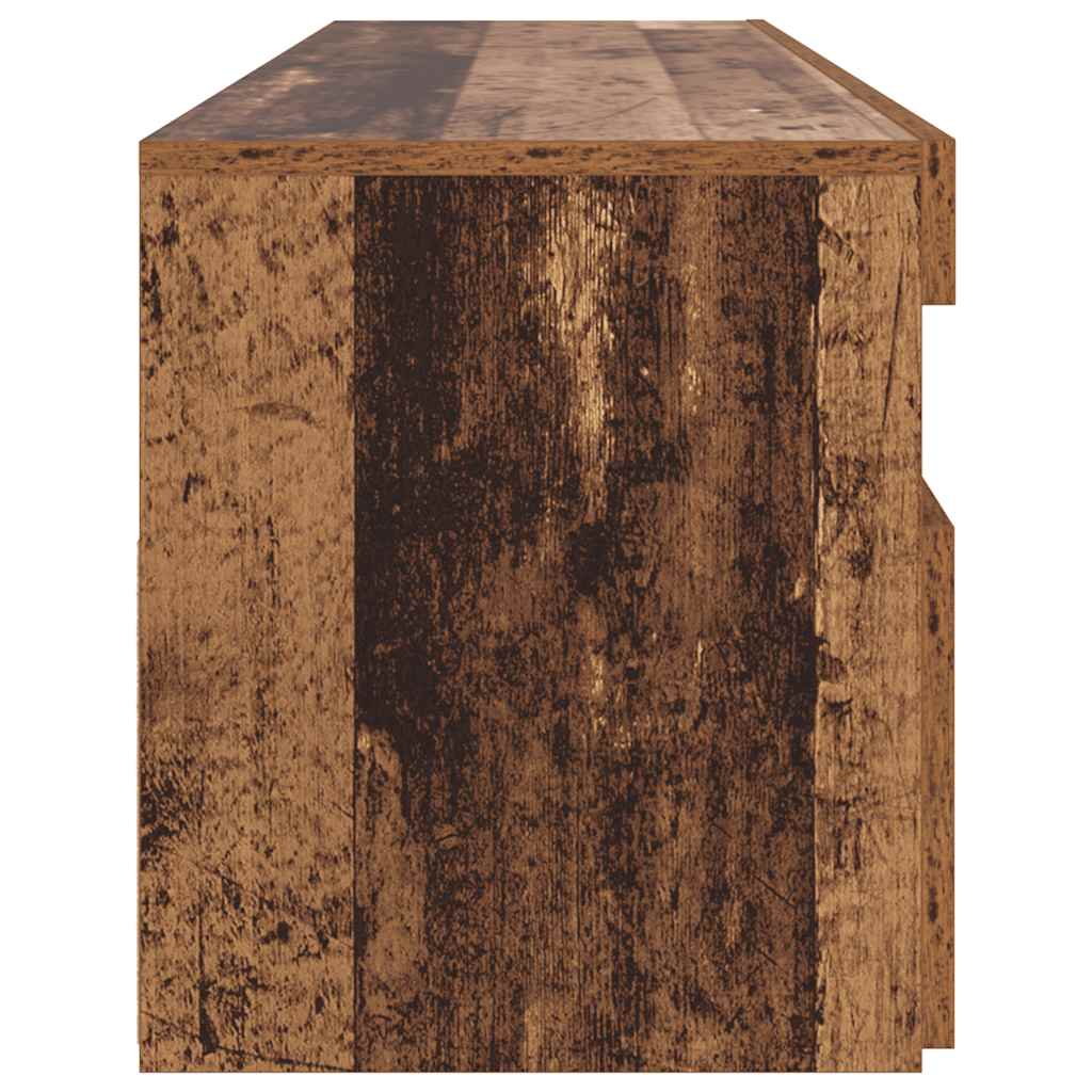 vidaXL Meuble TV avec lumières LED effet bois de récupération 90x35x40 cm
