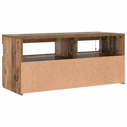 vidaXL Meuble TV avec lumières LED effet bois de récupération 90x35x40 cm