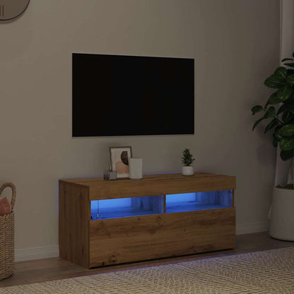 TV-Schrank mit LED-Leuchten Artisan-Eiche 90x35x40 cm