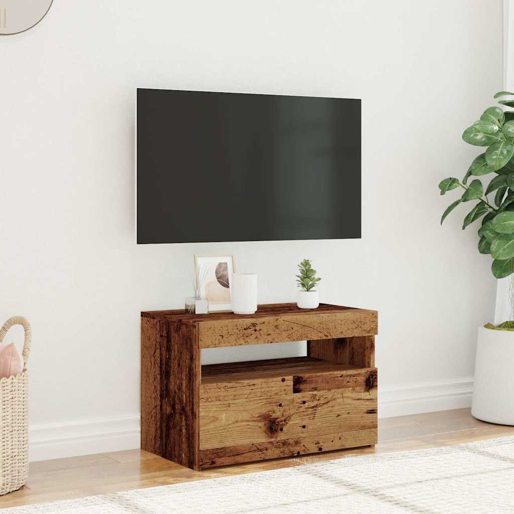 Meuble TV vidaXL avec lumières LED aspect bois de récupération 60x35x40 cm