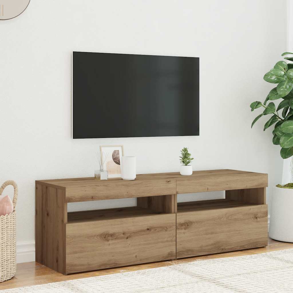 TV-Schränke mit LED-Leuchten 2 Stk. Artisan-Eiche Holzwerkstoff